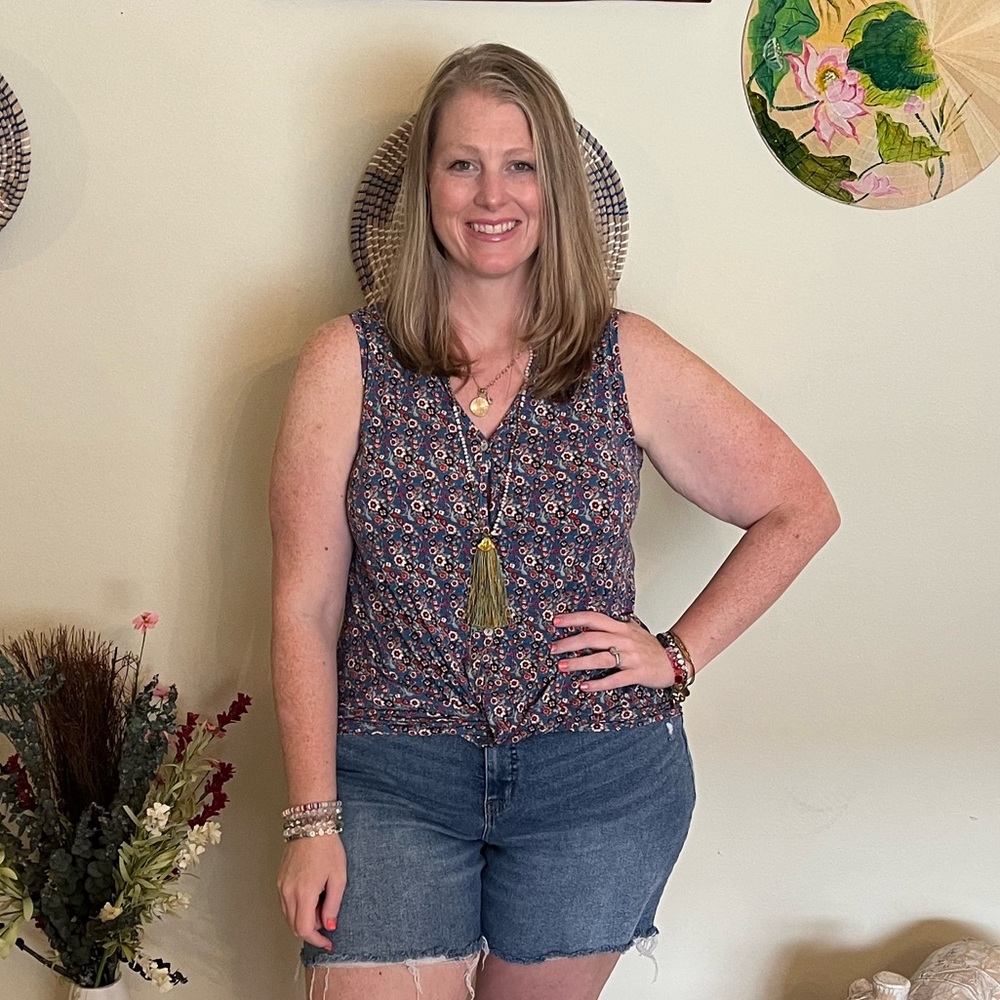 Floral Polyester Blend Tank 0X NWT